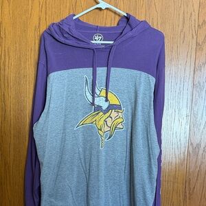 47 Purple and Gray Hoodie with Viking Emblem